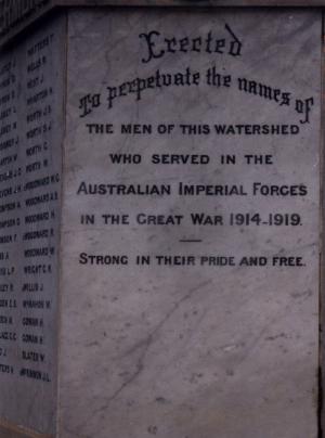 Names on the Memorial plaque